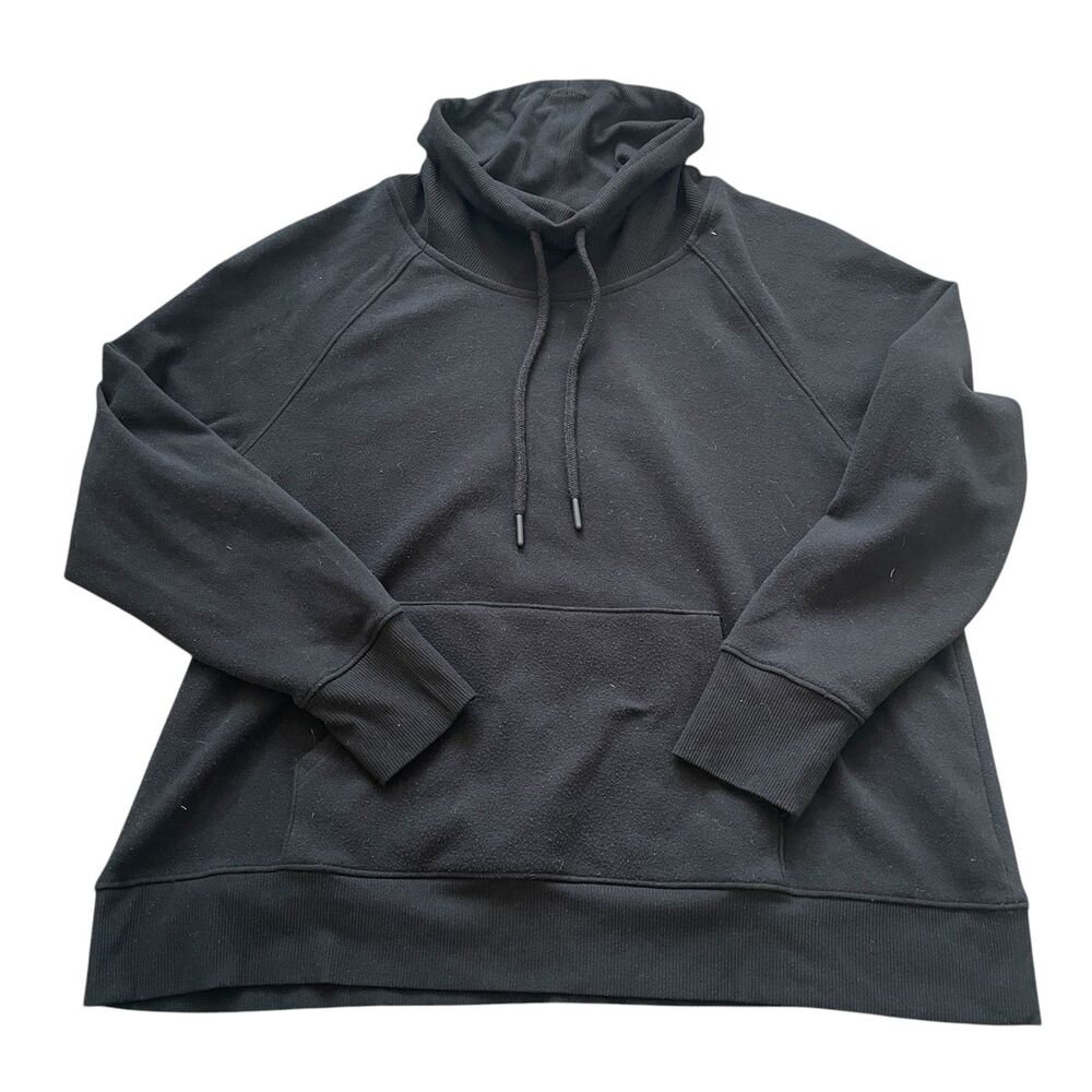 J. Jill Fit Mock Neck Hoodie Kangaroo Pocket Pullover Medium Petite Neutral